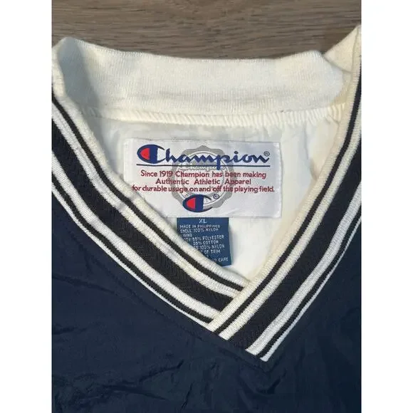 Champion SHS Hawks Vintage Blue Pullover V-Neck Lined Windbreaker Jacket Size XL - Picture 3 of 5